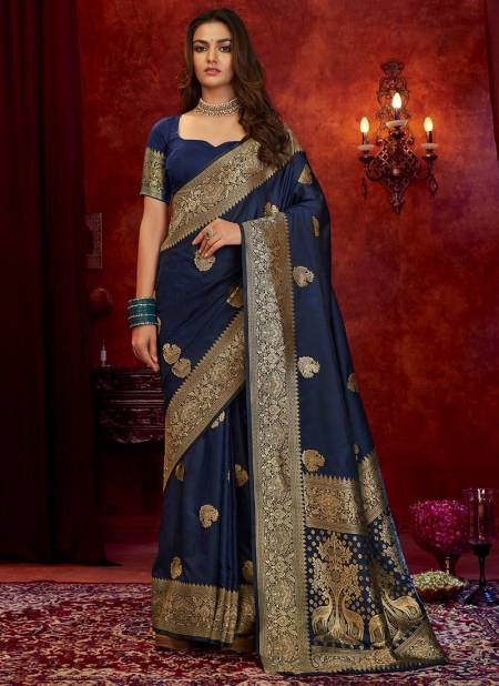 Navy Blue Colour Rajyog Rajpath Alkeh Silk New Latest Designer Soft Banarasi Silk Saree Collection 26004